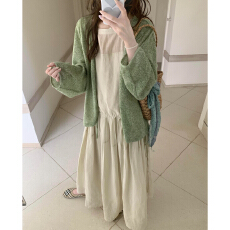 批发韩系慵懒风绿色软糯<b class='q'>针织</b>开衫女2026春季新款宽松显瘦薄款外套上衣