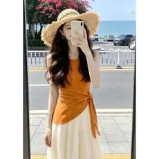 批发韩系巨好看穿搭一整套2026新款<b class='q'>不规则</b>背心上衣女夏季<b class='q'>半身裙</b>子套装