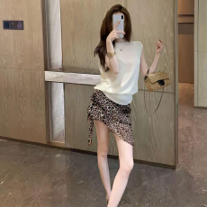 批发2026新款无袖背心不规则豹纹连衣裙女<b class='q'>夏季</b>巨好看穿搭一整套装长裙