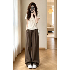批发韩系巨好看ootd穿搭一整套2026新款短袖t恤<b class='q'>女</b>夏季阔腿裤<b class='q'>两件套</b>装