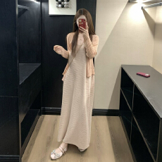 批发法式温柔风软糯针织开衫连衣裙套装女秋季气质显瘦垂感百搭两件套