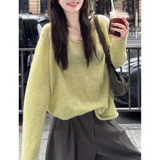 批发韩系秋季一整套穿搭高级感2026新款绿色长袖t恤女阔腿<b class='q'>裤</b><b class='q'>两件套装</b>