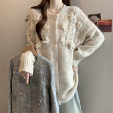 批发大码实拍  2025秋<b class='q'>冬</b>新款慵懒风高级感镂空设计感针织毛衣开衫