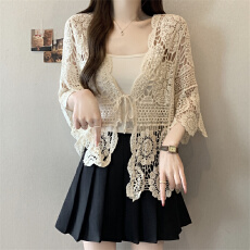 批发<b class='q'>大码</b>实拍  2026新款设计感波西米亚钩花镂空百搭显瘦针织开衫