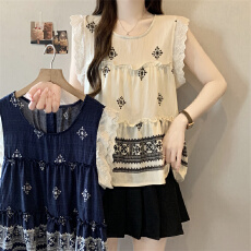 批发<b class='q'>大码</b><b class='q'>实拍</b>  2026新款韩版宽松衬衫百搭刺绣纯欲背心马甲小衫上衣