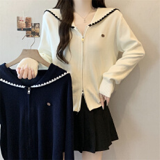 批发<b class='q'>大码</b>实拍  秋季新款韩系简约温柔风针织开衫软糯拉链款宽松毛衣