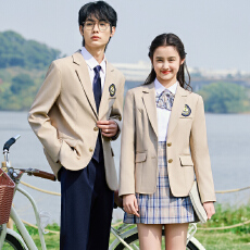 批发学院风学生制服西装男女同款时尚秋季新款简约干练气质长袖两件套