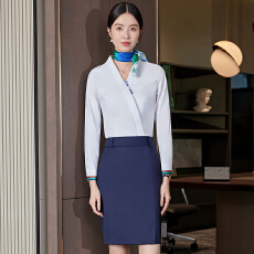 批发<b class='q'>酒店</b><b class='q'>服务员</b>职业工作服长袖衬衣女2025秋装简约气质通勤V领衬衫