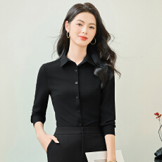 批发职业休闲纯色百搭长袖衬衫上衣女通勤干练小众西装内搭外穿衬衣
