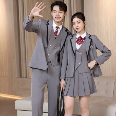 批发<b class='q'>英伦</b><b class='q'>风</b>高中生制服西装外套男女同款2025秋冬新款简约干练西服套装