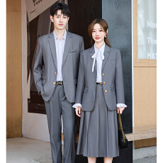 批发英伦风灰色西服套装男女职业工作服2025秋冬简约干练气质<b class='q'>通勤</b>西装