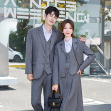 批发2025英伦风制服灰色西装套装男女秋冬季时尚简约气质<b class='q'>通勤</b>长袖西服