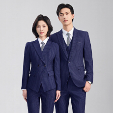批发气质条纹西服套装男女职业工作服2025秋冬季修身通勤正装长袖西装