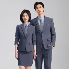 批发2025灰色西服套装男女职业工作服秋冬季修身气质通勤正装长袖西装