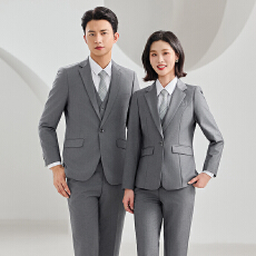 批发浅灰西服套装男女职业工作服2025秋<b class='q'>冬</b>季修身气质通勤正装长袖西装