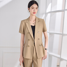 批发职业<b class='q'>西装</b>套装女春季短袖高端OL气质工装<b class='q'>双排扣</b>工作服西服外套