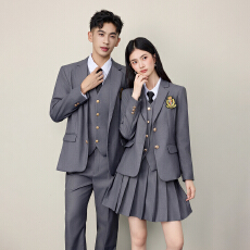 批发学院风制服西装套装男女春秋时尚简约干练气质通勤长袖西服外套