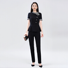 批发职业修身短款中短袖西装套装女2026<b class='q'>夏季</b>新款美容院技师<b class='q'>工作服</b>西服