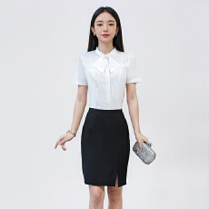 批发简约干练衬衫女<b class='q'>夏季</b>短袖新款设计感小众蝴蝶结职业装衬衣<b class='q'>工作服</b>夏
