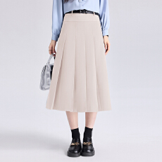 批发简约干练气质显瘦中长款百褶长裙女春季韩式港风百搭<b class='q'>职业</b>厚款半裙