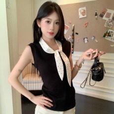 批发玖玖 背心女夏外穿2025新款法式辣妹黑色高级感巨好看的无袖上衣