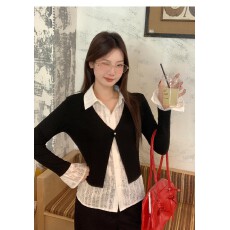 批发玖玖 韩系假两件拼接内搭<b class='q'>T</b><b class='q'>恤</b>女秋季修身打底衫设计感chic长袖上衣