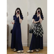 批发实拍~大码女装高级感屁帘叠穿<b class='q'>连衣裙</b>Polo领弹力遮肉显瘦休闲裙