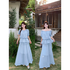 批发实拍~夏季搭配一整套时尚桔梗衬衫高级感独特温柔风半身裙套装女