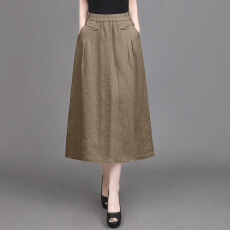 批发官网2026年新款半身裙女夏季休闲花苞裙中长款<b class='q'>棉麻</b>薄款a字裙子