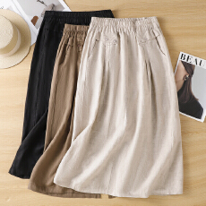 批发实拍2026年新款半身裙女夏季休闲花苞裙中长款<b class='q'>棉麻</b>薄款a字裙子