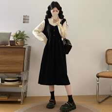 批发实拍大码女装针织裙秋冬新款韩版百搭<b class='q'>假两件</b>套宽松长袖毛衣<b class='q'>连衣裙</b>