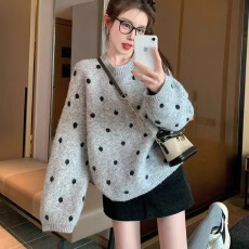 批发大码女装<b class='q'>秋</b>冬新款宽松休闲慵懒风长袖毛衣上衣时尚套头针织衫