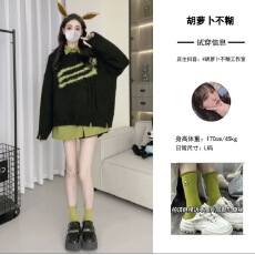 批发<b class='q'>大码</b><b class='q'>女装</b>秋冬新款设计感假两件半高领荷叶袖毛衣显瘦打底针织上衣