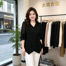 批发胖mm韩版时尚休闲T恤小衫女<b class='q'>秋</b>季大码女装独特洋气外穿打底衫上衣