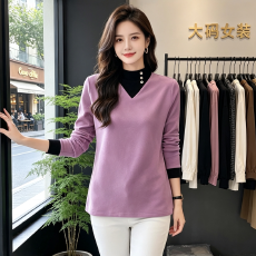 批发胖mm春<b class='q'>秋</b>冬新款德绒保暖打底衫女大码长袖半高领T恤内搭显瘦上衣