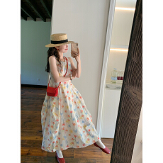 批发金苏一 <b class='q'>彩</b>色晕染花朵<b class='q'>连衣裙</b>2025夏季韩版收腰显瘦无袖背心长裙潮