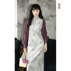 批发BUD八得 【花楹】2025<b class='q'>夏</b>季旗袍裙新中式民国风复古连衣裙长裙礼服