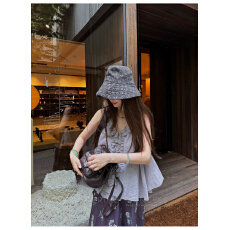 批发钱美西 重工26米对丝紫色无袖衬衫女苎麻木耳边吊带娃娃衫<b class='q'>夏</b>女