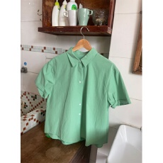 批发小众表妹复古显白短袖<b class='q'>衬衫女</b>夏季薄款<b class='q'>韩版</b>百搭宽松休闲小个子上衣
