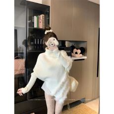 批发高领堆堆领蝙蝠袖打底毛衣女秋季宽慵懒风<b class='q'>高级</b>感不规则内搭针织衫