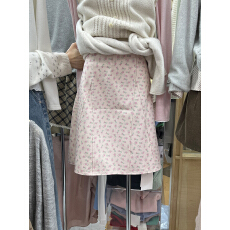 批发Lin's Girl韩国东大门女装巨好看的早秋穿搭高腰A字裙碎花半身裙