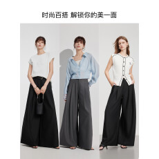 批发爆款超A气质<b class='q'>西服</b>裤摩登通勤风大廓形直筒裤胖MM