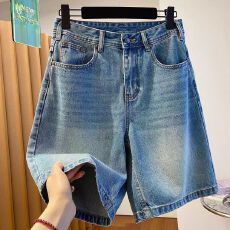 批发<b class='q'>韩国</b>牛仔短裤女2026新款夏季韩版宽松休闲中裤五分裤百搭直筒裤子
