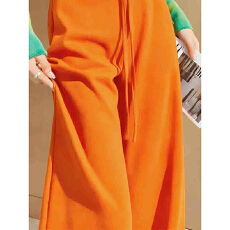 批发橘色窄版直筒卫裤女小个子版型超好看的高腰裤子美式休闲运动阔腿