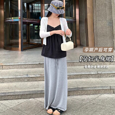 批发现2026新款孕妇半身裙无托腹裙<b class='q'>百搭</b>纯棉直筒后开叉半身裙长裙