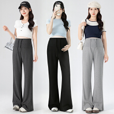 批发夏季实拍2026新款孕妇裤子新款微喇叭裤百搭长裤小个子孕妇九分裤