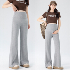 实拍新款孕妇裤子夏季微喇叭裤休闲百搭长裤小个子曼巴棉喇叭长裤