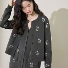 批发针织开衫小香风连衣裙两件套装女2025新款<b class='q'>秋</b>冬毛衣马甲背心裙