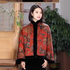 批发2025秋冬新款新中式国风复古<b class='q'>中年</b>妈妈盘扣棉服<b class='q'>外套</b>短款加厚上衣