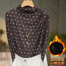 批发2025秋冬洋气高贵半高领打底衫时尚百搭网纱长袖修身显瘦T恤